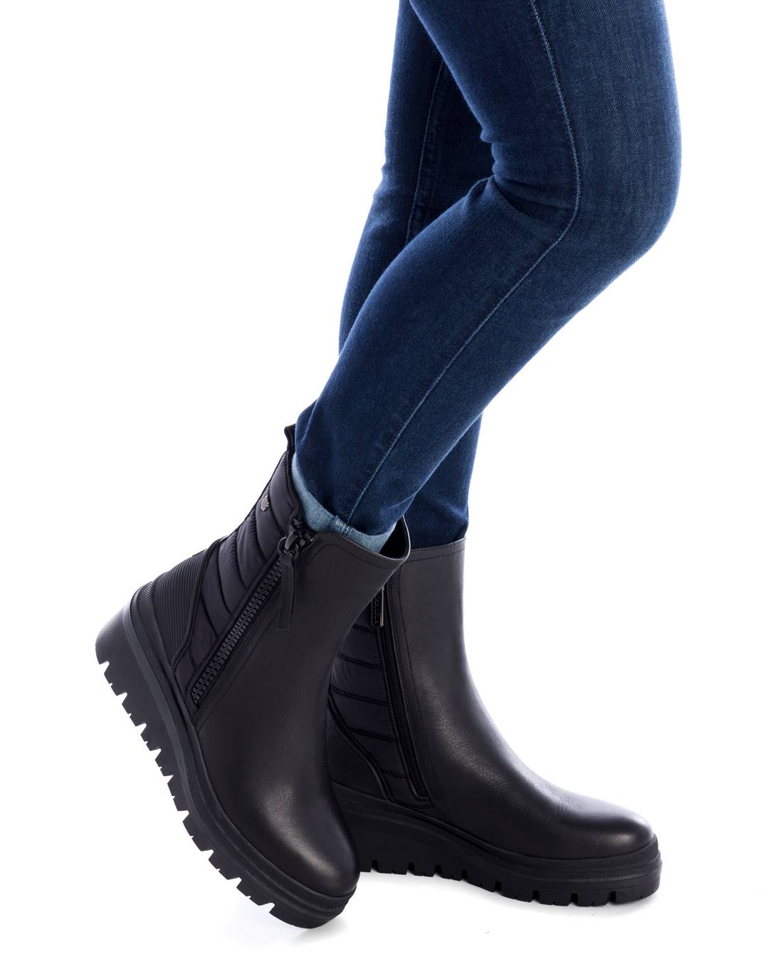 Carmela 16031101 bottine motarde femme noir cuir plate
