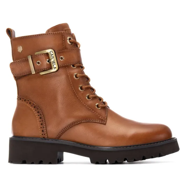 Carmela 16259802 bottine femme camel cuir talon bas
