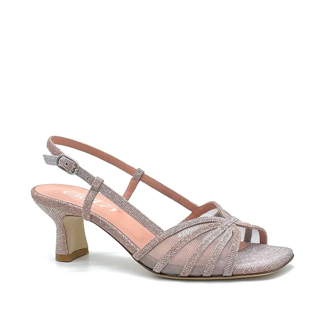 Elata 14124 sandale laminé rose talon 5,5 cm