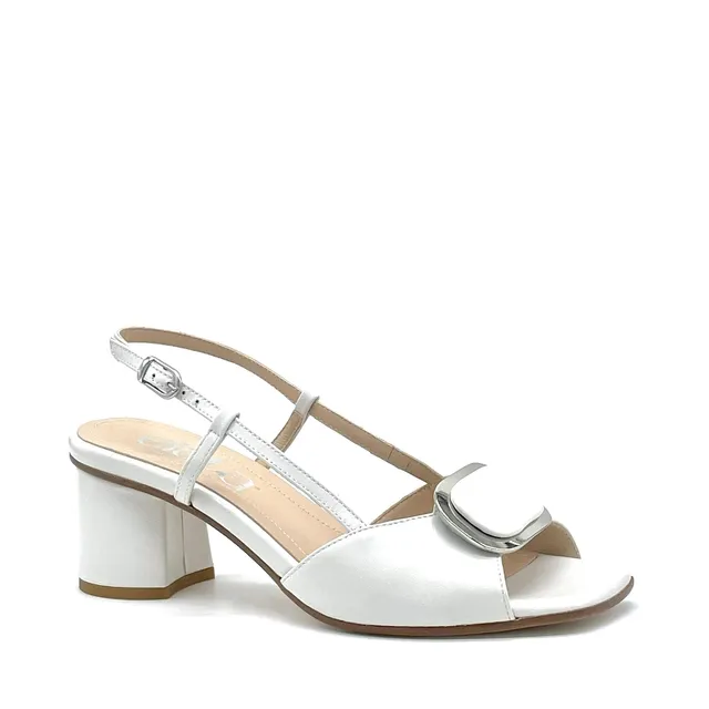 Elata 16136 sandale cuir blanc boucle acier 5,5 cm
