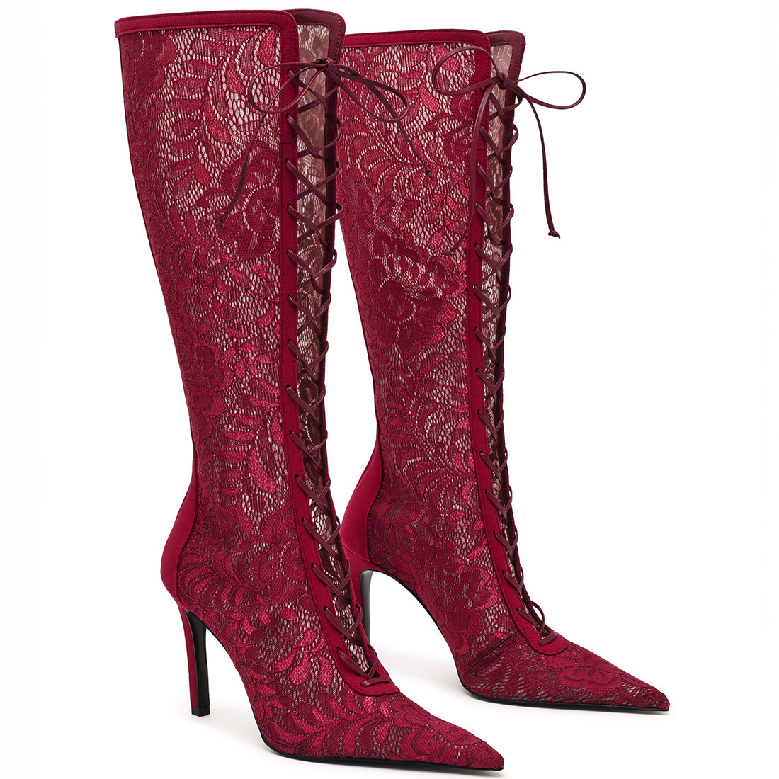 Steve Madden Maxine bottes bordeaux dentelle 10 cm