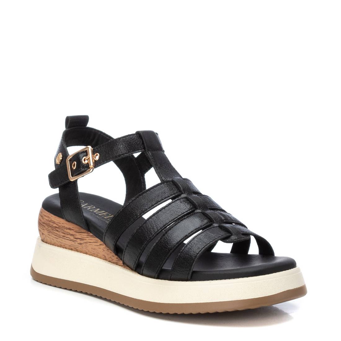Carmela 16160902 sandale femme noire cuir compensée