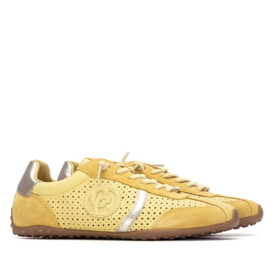 Carmela 16310904 baskets cuir jaune ajourées