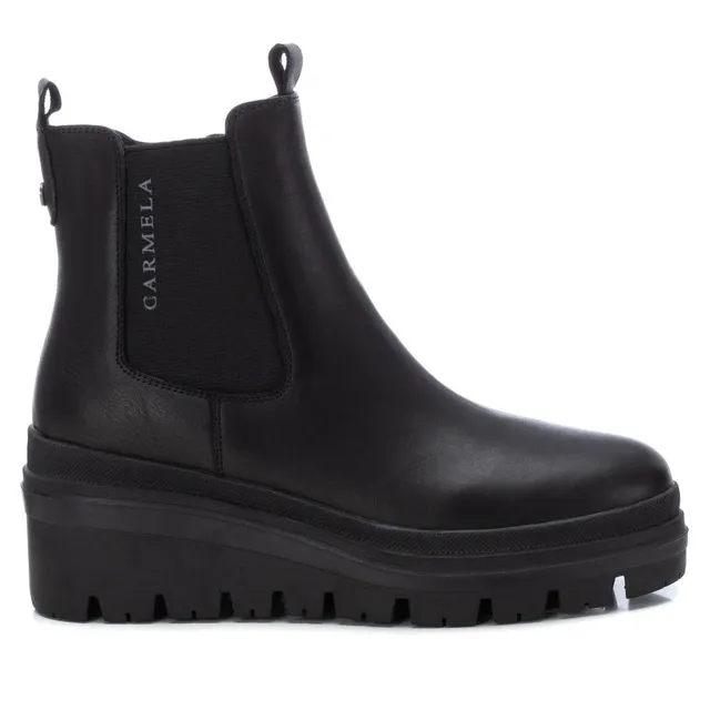 Carmela 16019101 bottines chelsea cuir noir compensé