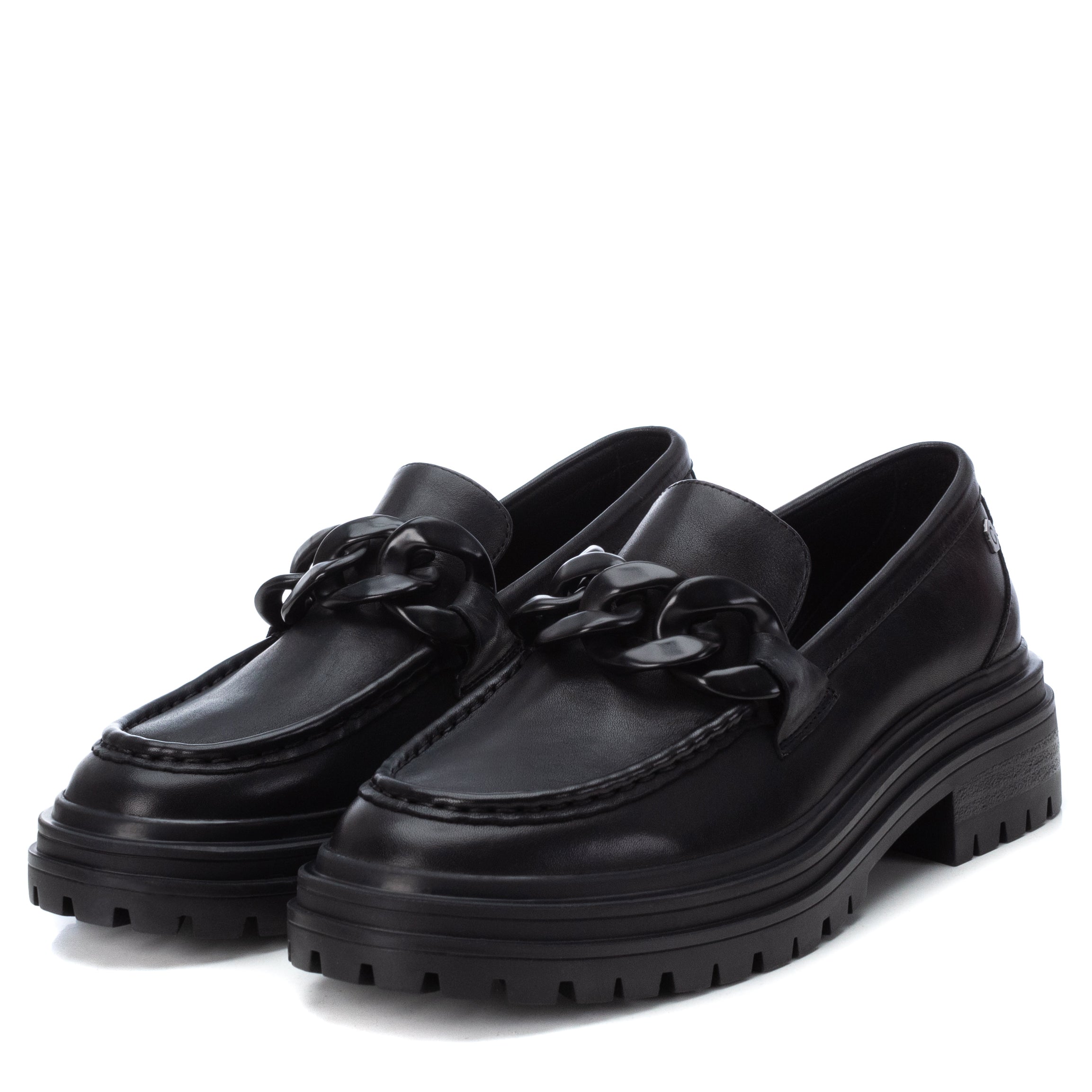 Carmela 16025702 mocassin noir cuir chaîne