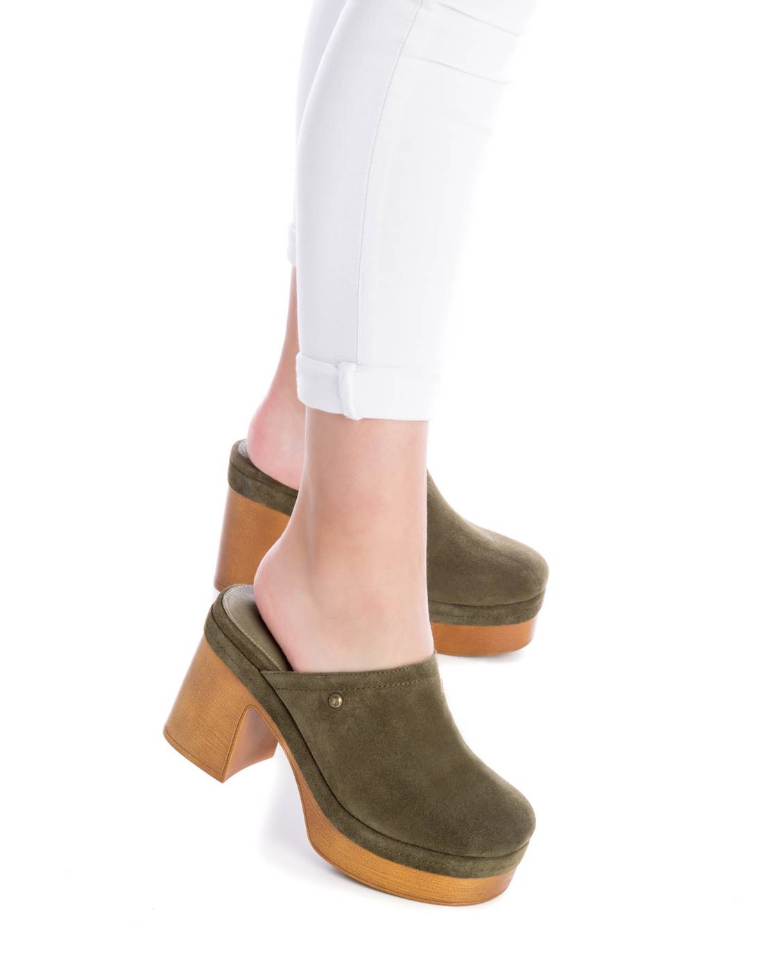 Carmela 16057002 sabot cuir vert talon 10 cm