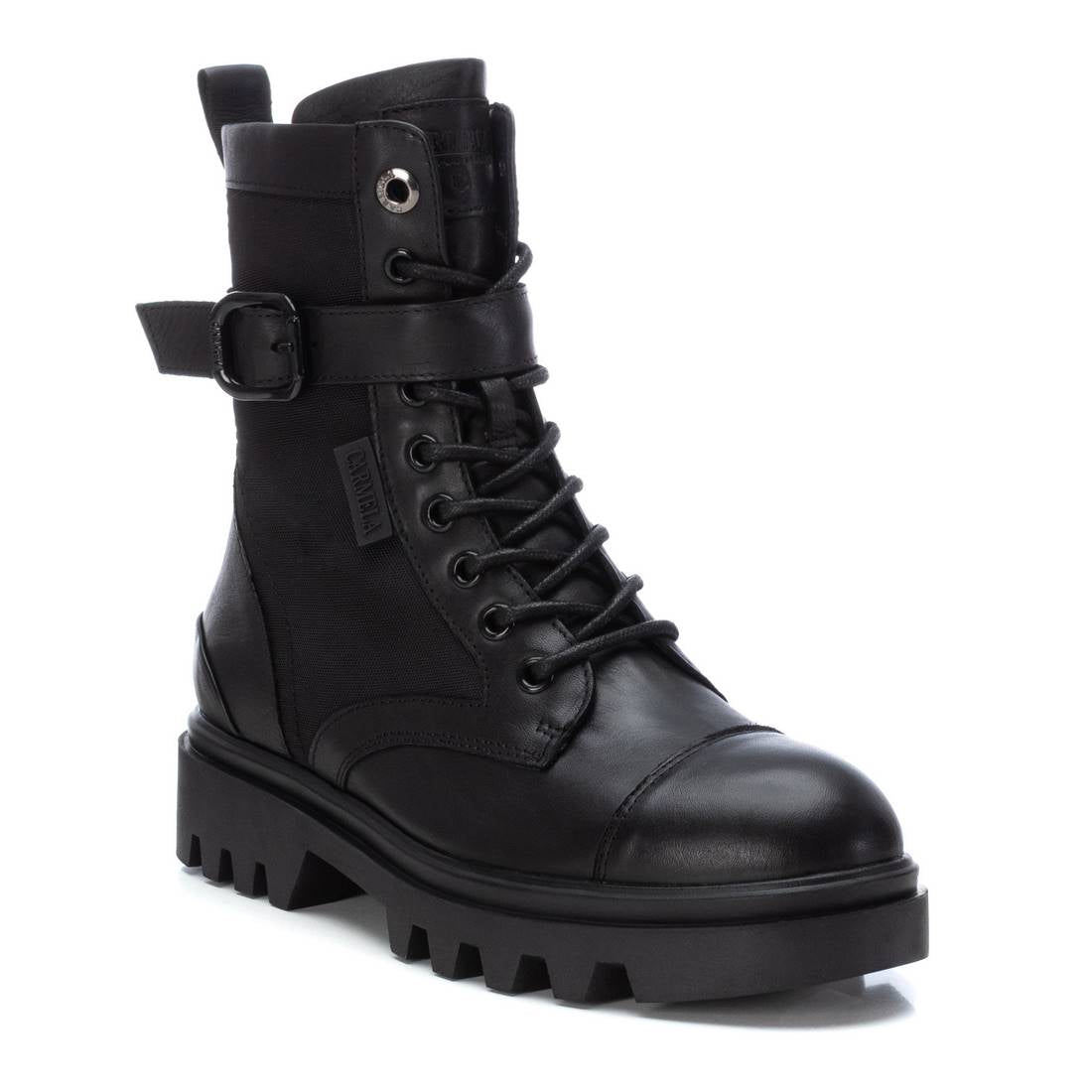 Carmela 16020301 bottine femme cuir noir militaire