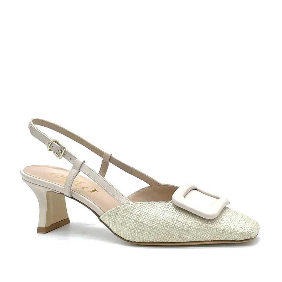 ELATA 14176 slingback raphia beige pointure 40 talon 5,5 cm