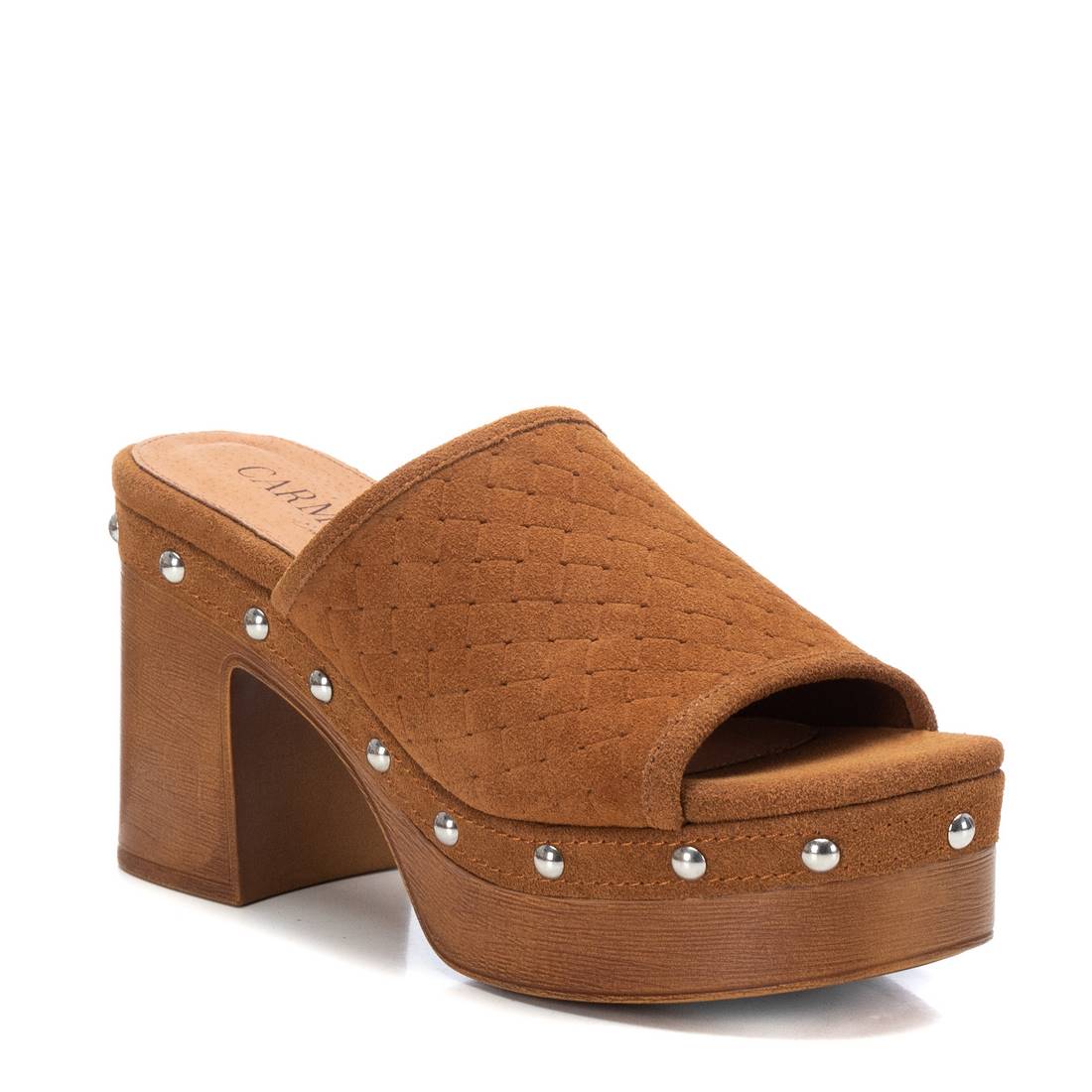 Carmela 16060503 sabot cuir marron talon bois
