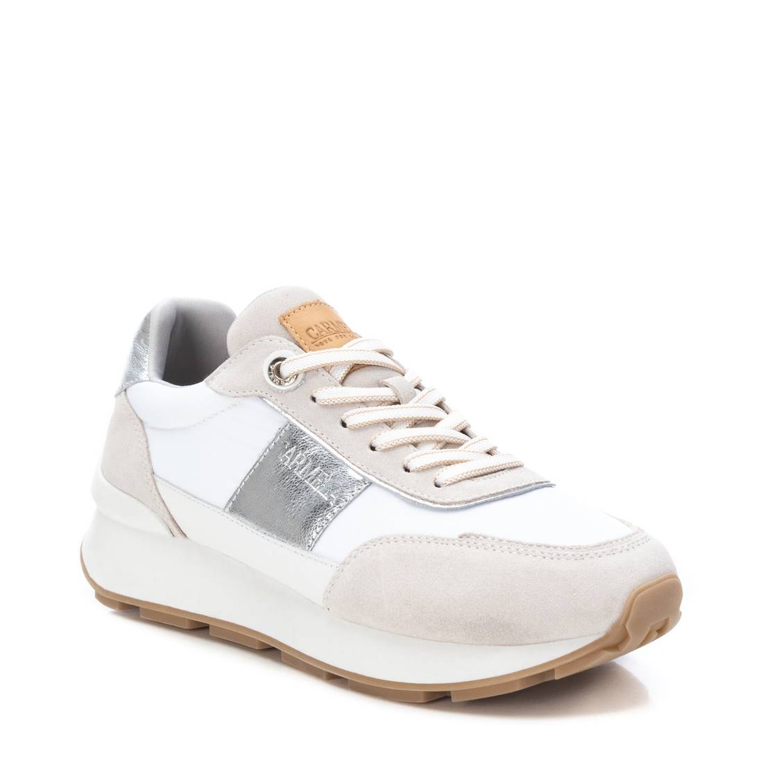 Carmela 16056007 baskets femme cuir argenté lacets