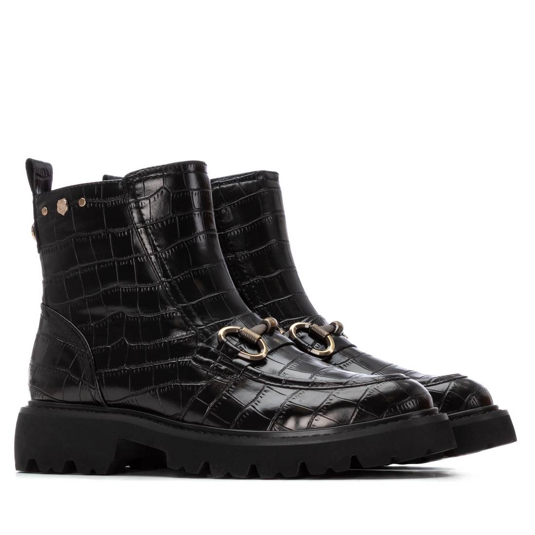 Carmela 16254801 bottines plates noires chaîne