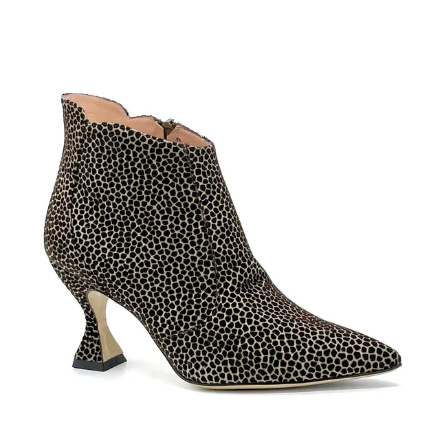 Elata 53550 bottine suède beige noir talon 7,5 cm