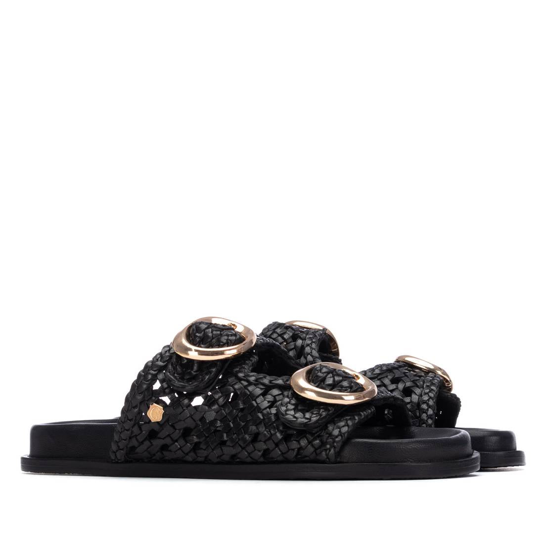Carmela 16305801 sandales femme noir cuir picot
