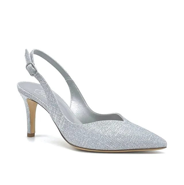 Elata 10150 slingbacks laminé argenté talon 7,5 cm