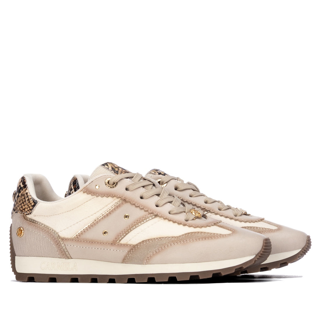 Carmela 16423801 sneakers cuir beige semelle crantée