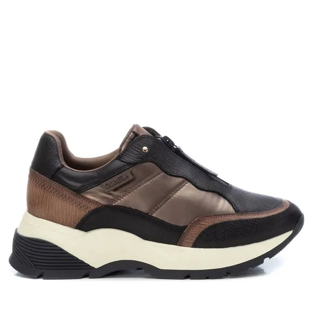 Carmela 16116702 baskets femme marron cuir zip avant
