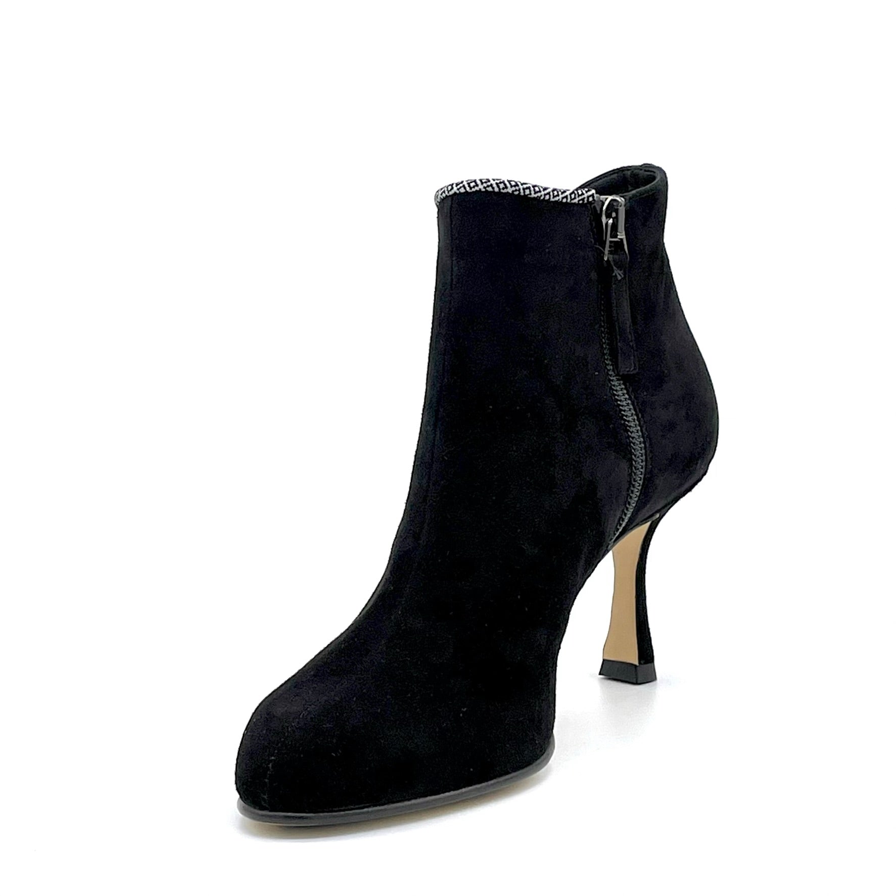 ELATA 54535 bottine daim noir imprimé talon 7,5 cm