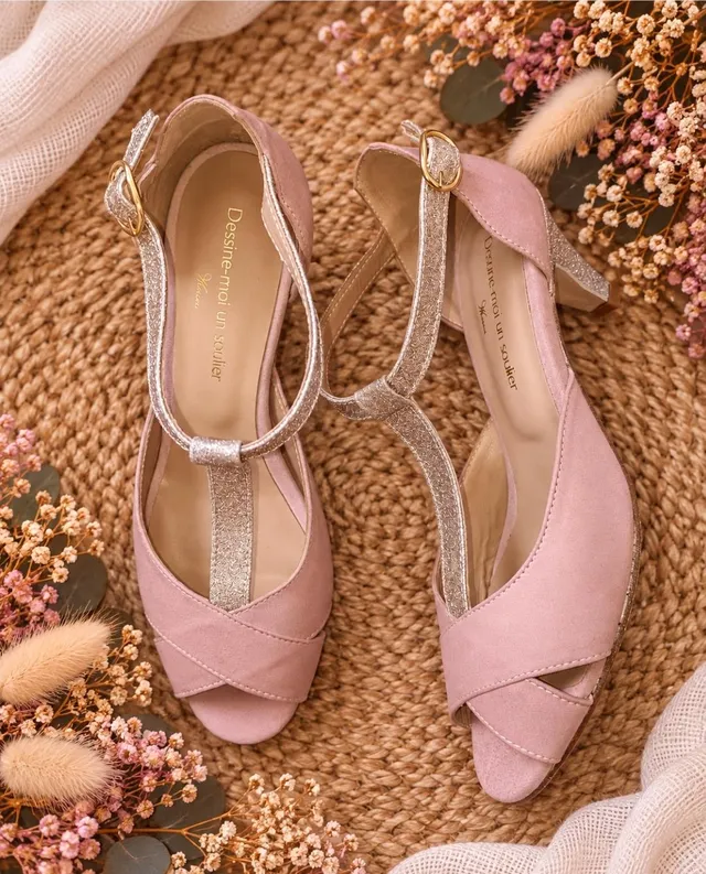 Dessine Moi Un Soulier Salomé Ouverte vieux rose or 39