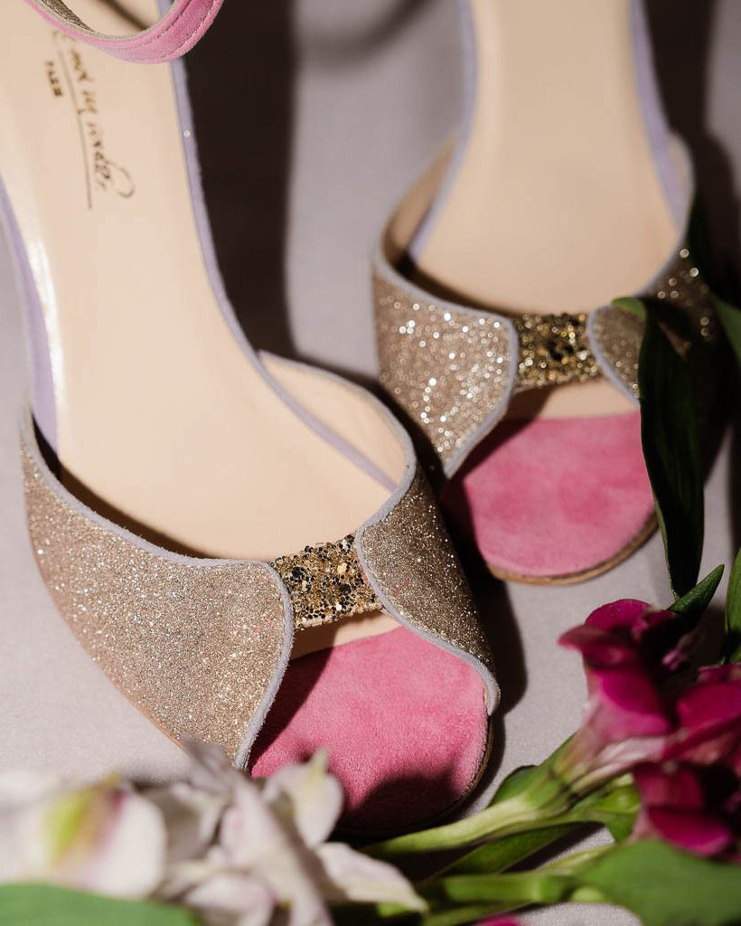 Dessine Moi Un Soulier Charlotte High sandales paillettes or talon haut