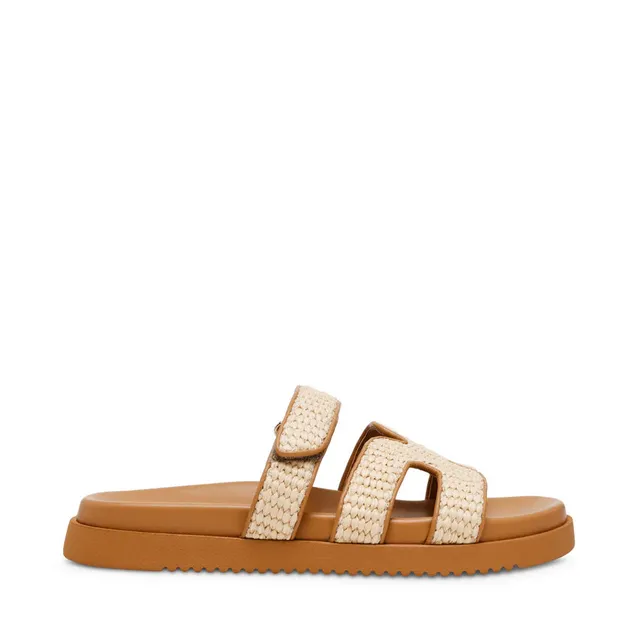 Steve Madden Missile-E Sandales Beige Raphia Velcro