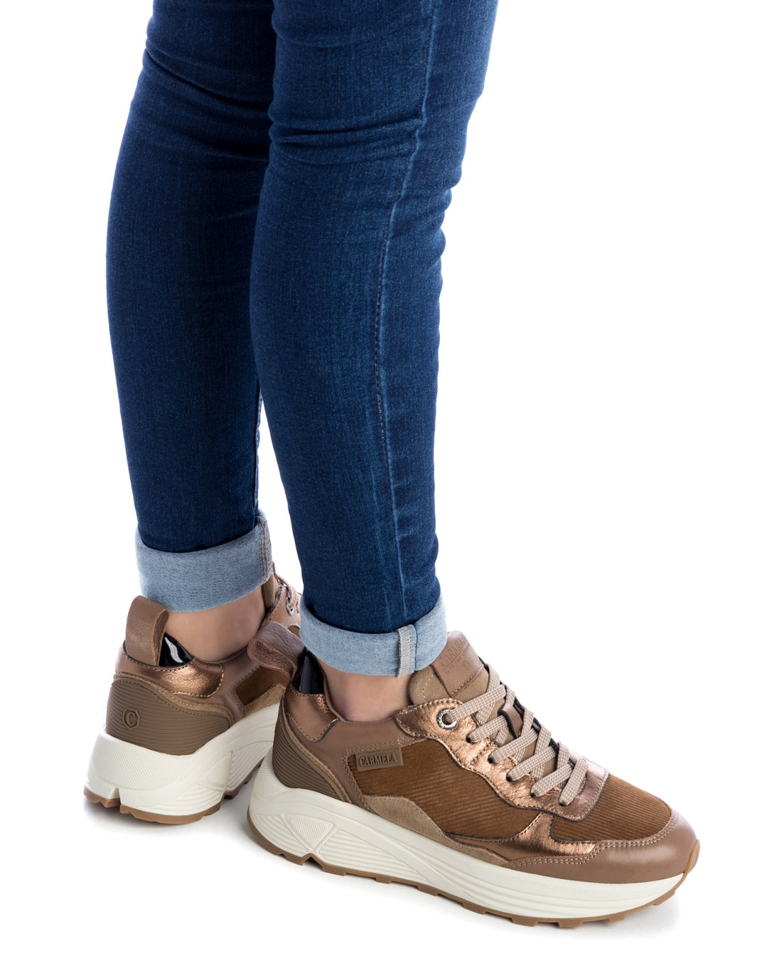 Carmela 16026301 baskets cuir marron semelle 4 cm