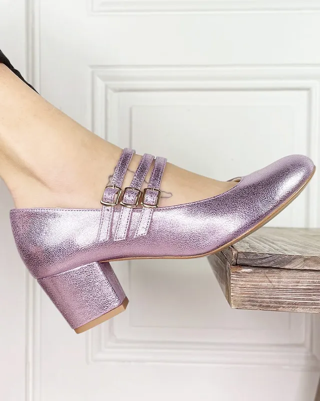 Dessine Moi Un Soulier babies cuir irisé lilas plat