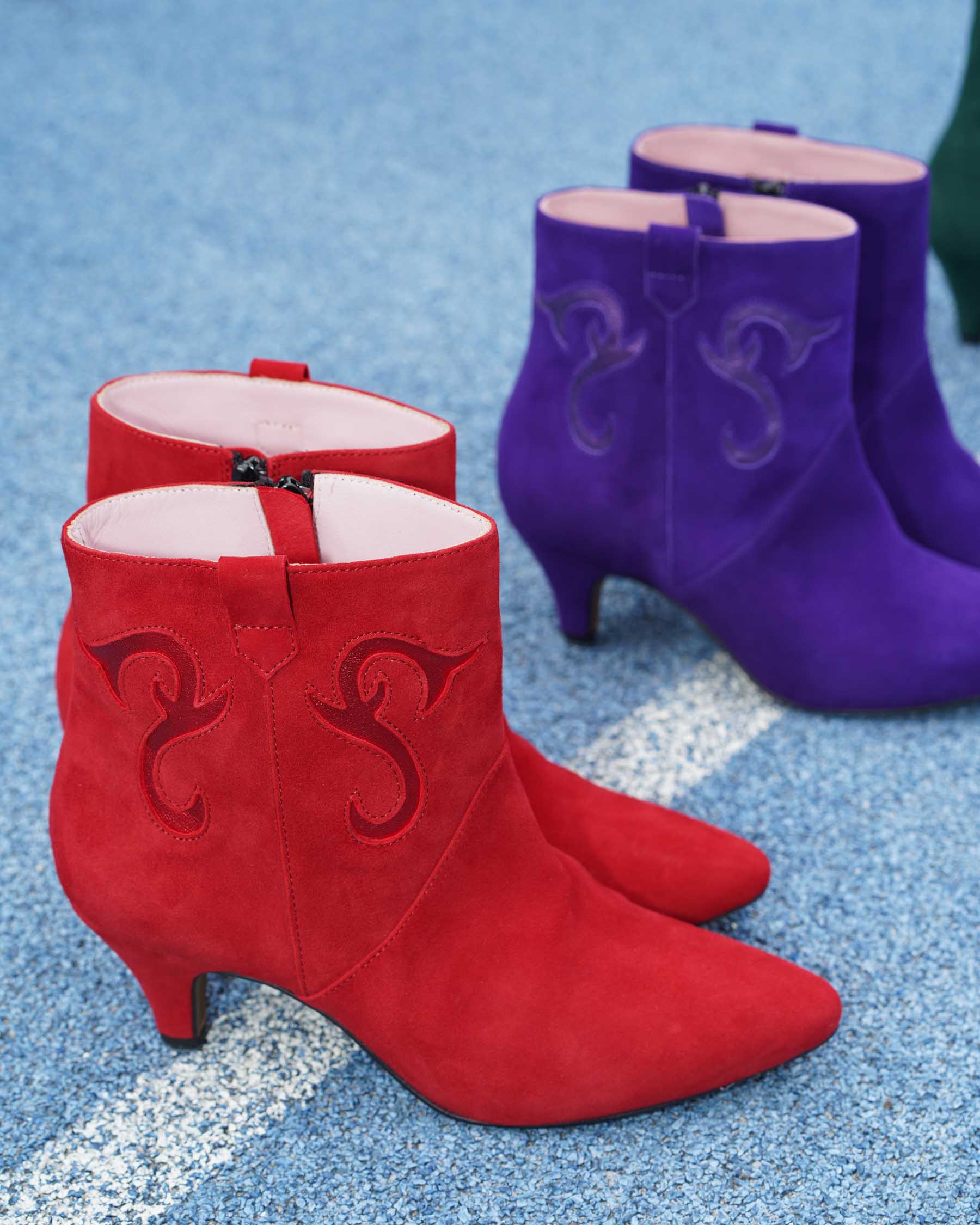 Coralie Masson Darla bottines cuir violet 5 cm