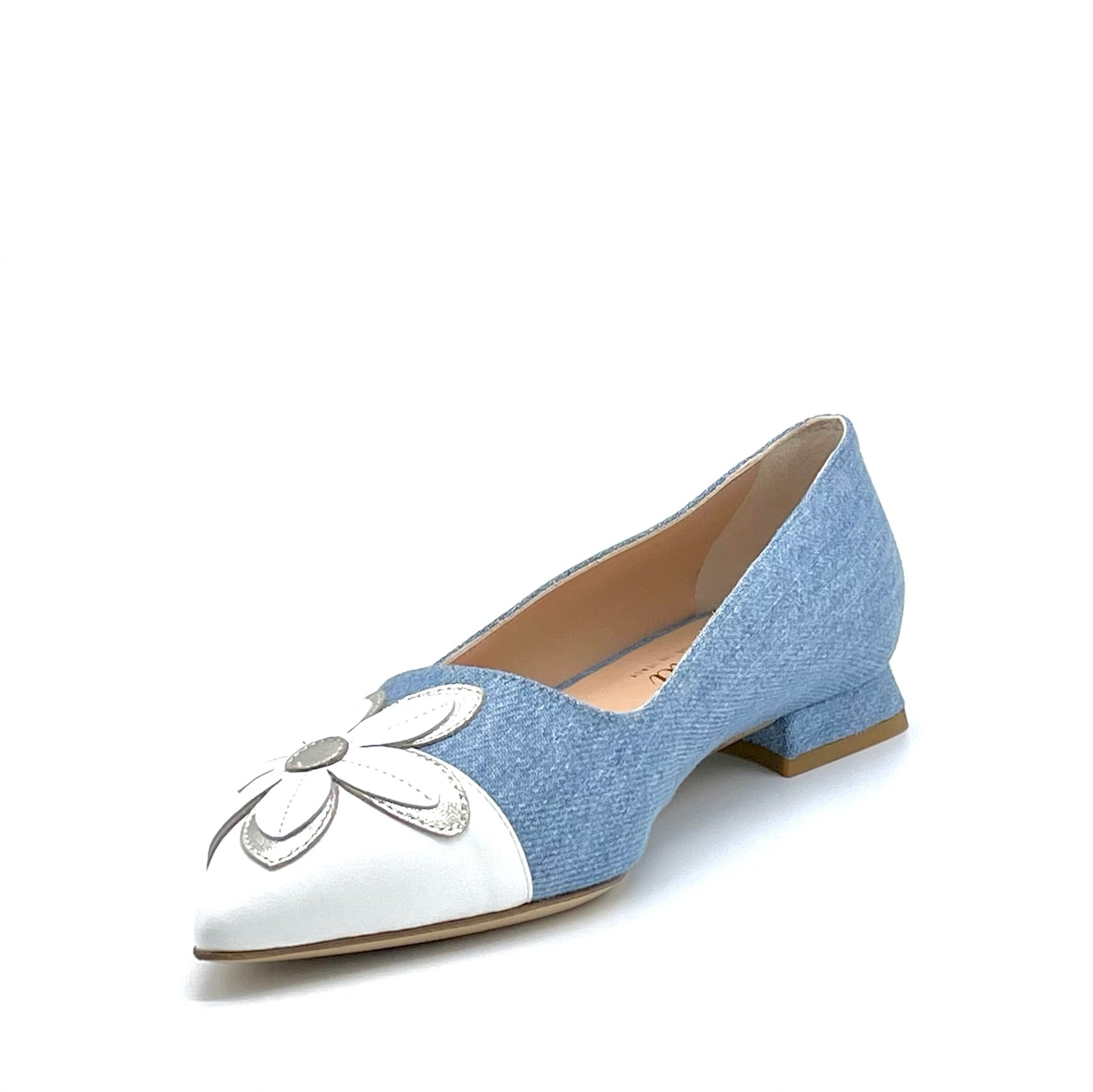 ELATA 12170 ballerine cuir blanc jean talon 1 cm