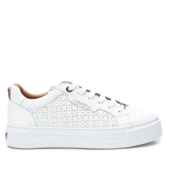 Carmela 16055804 basket cuir blanc ajouré