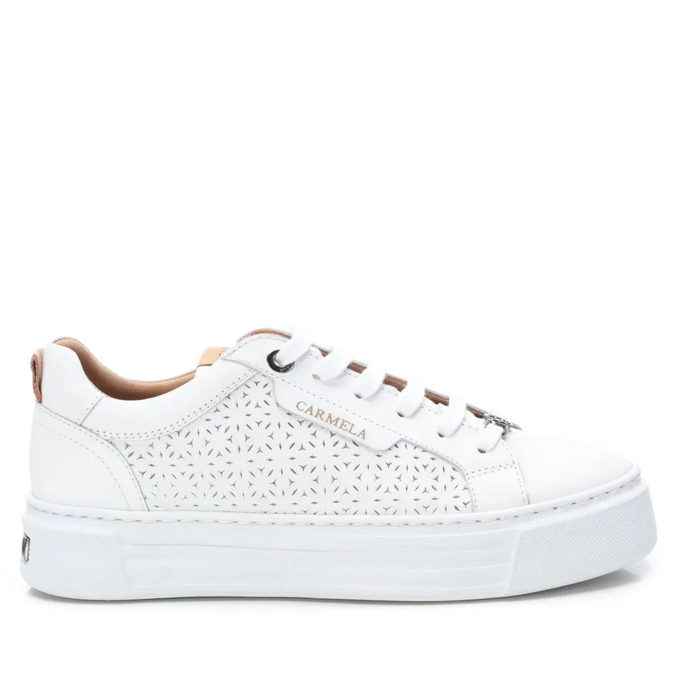 Carmela 16055804 basket cuir blanc ajouré