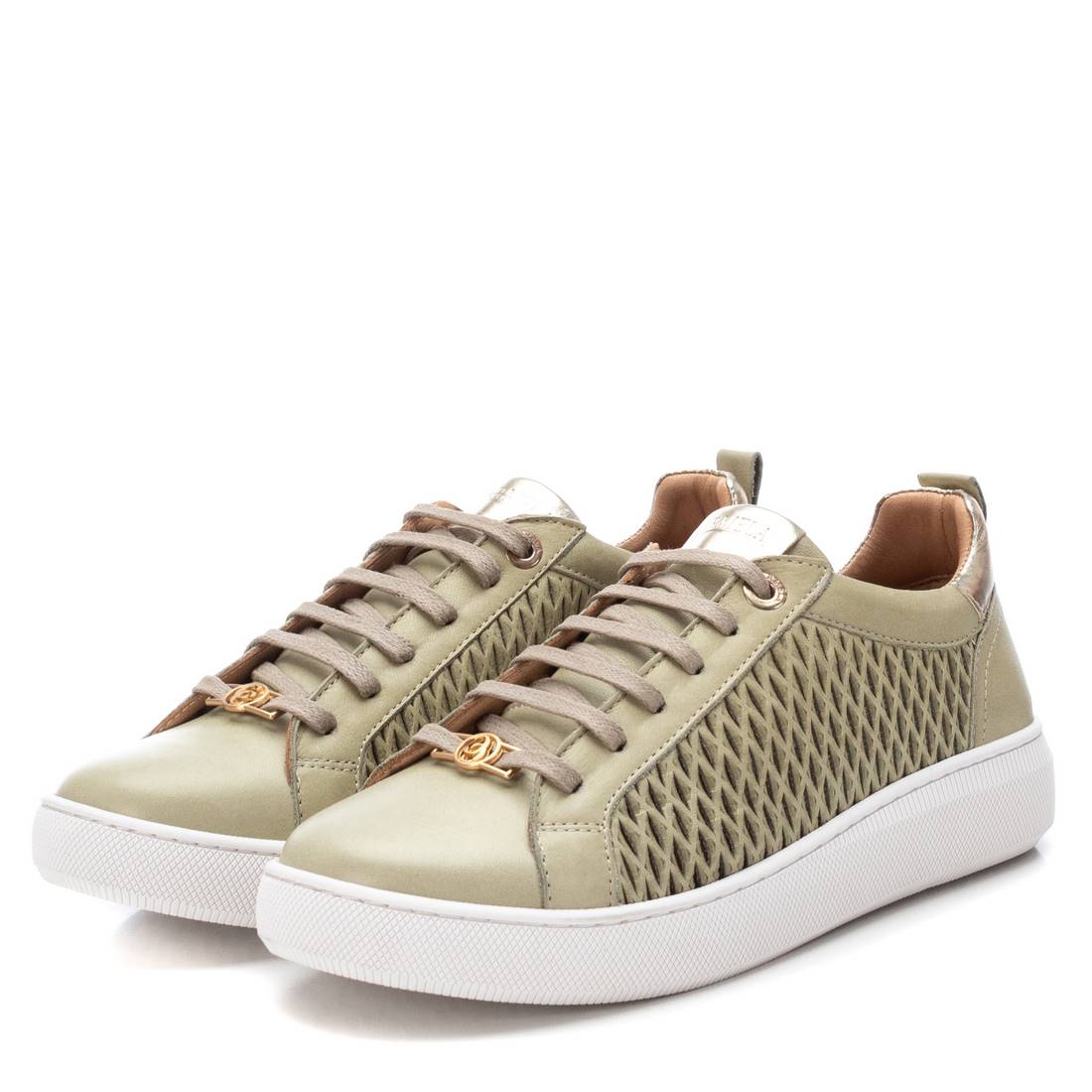 Carmela 16079703 basket cuir vert talon plat