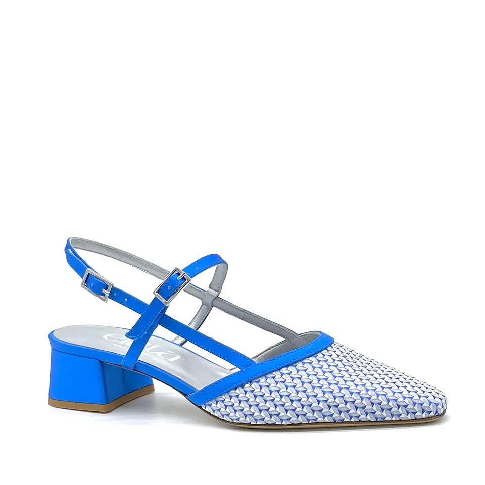 Elata 16165 slingback bleuette satin fantaisie talon 3,5 cm