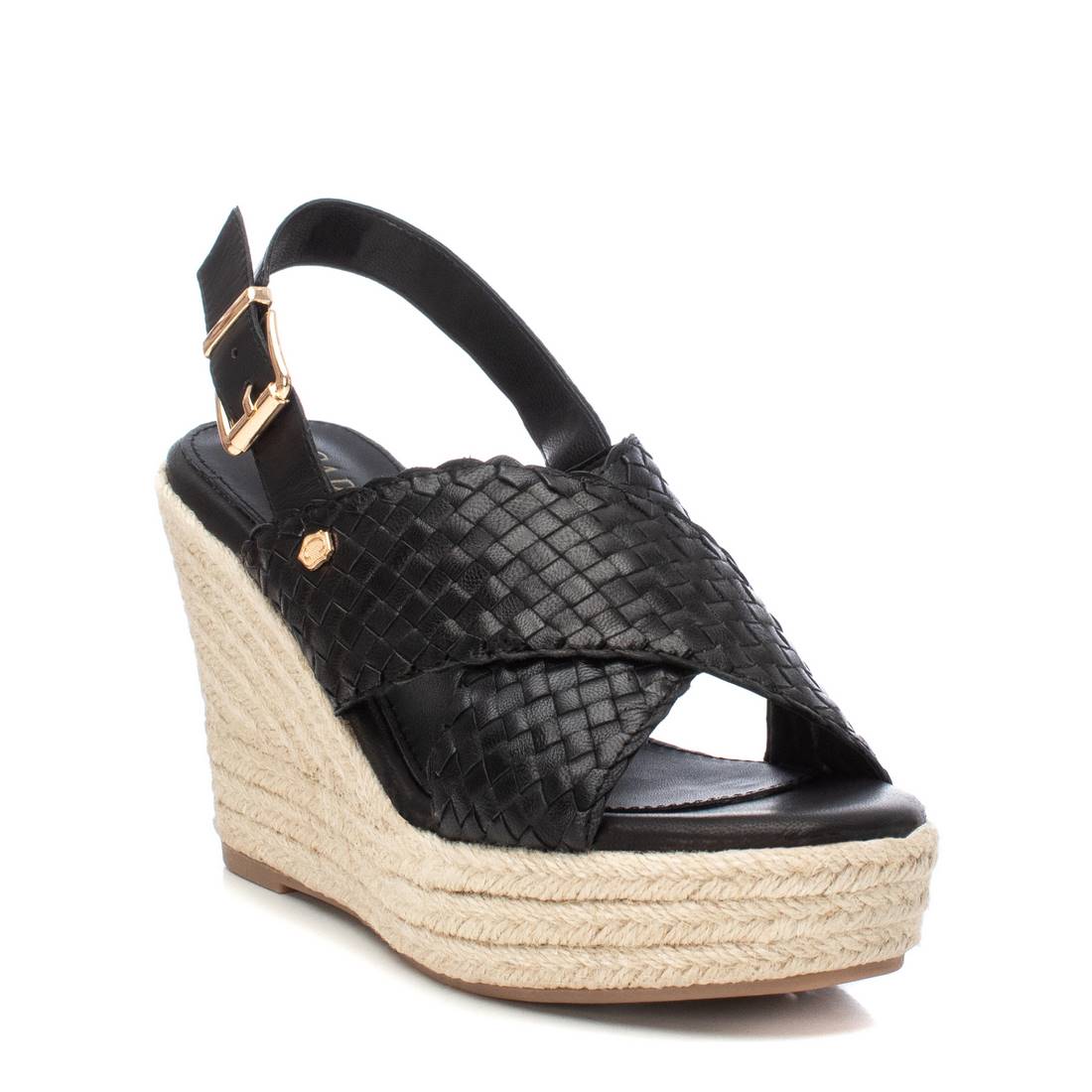 Carmela 16162503 sandale cuir noir compense 10 cm