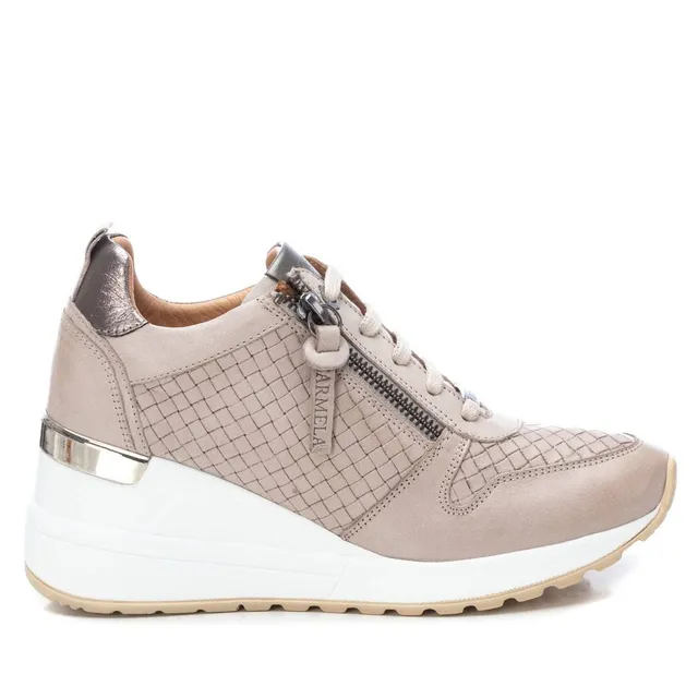 Carmela 16075602 baskets cuir blanc compensé 7 cm