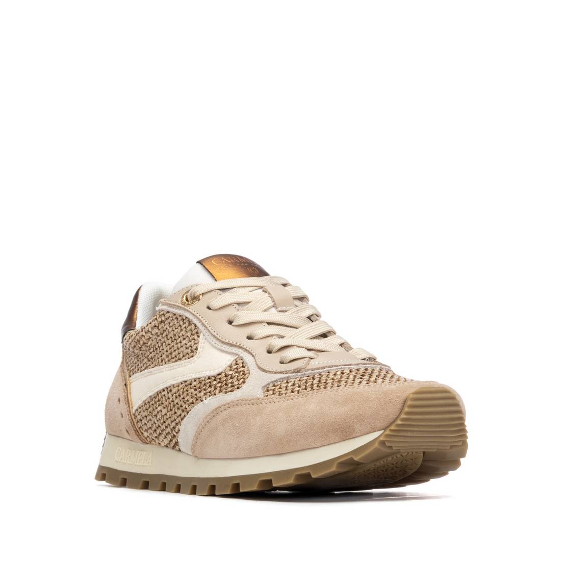 Carmela 16323002 baskets femme beige tressée