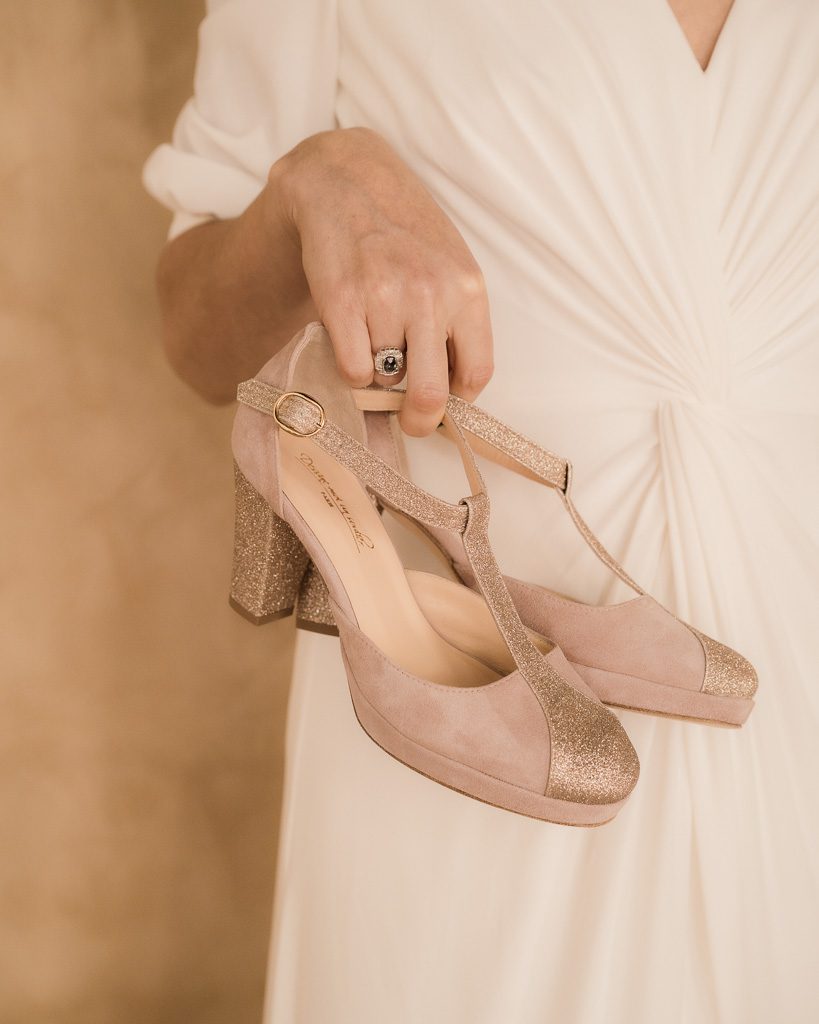 Dessine Moi Un Soulier Salomé salomés velours rose poudré
