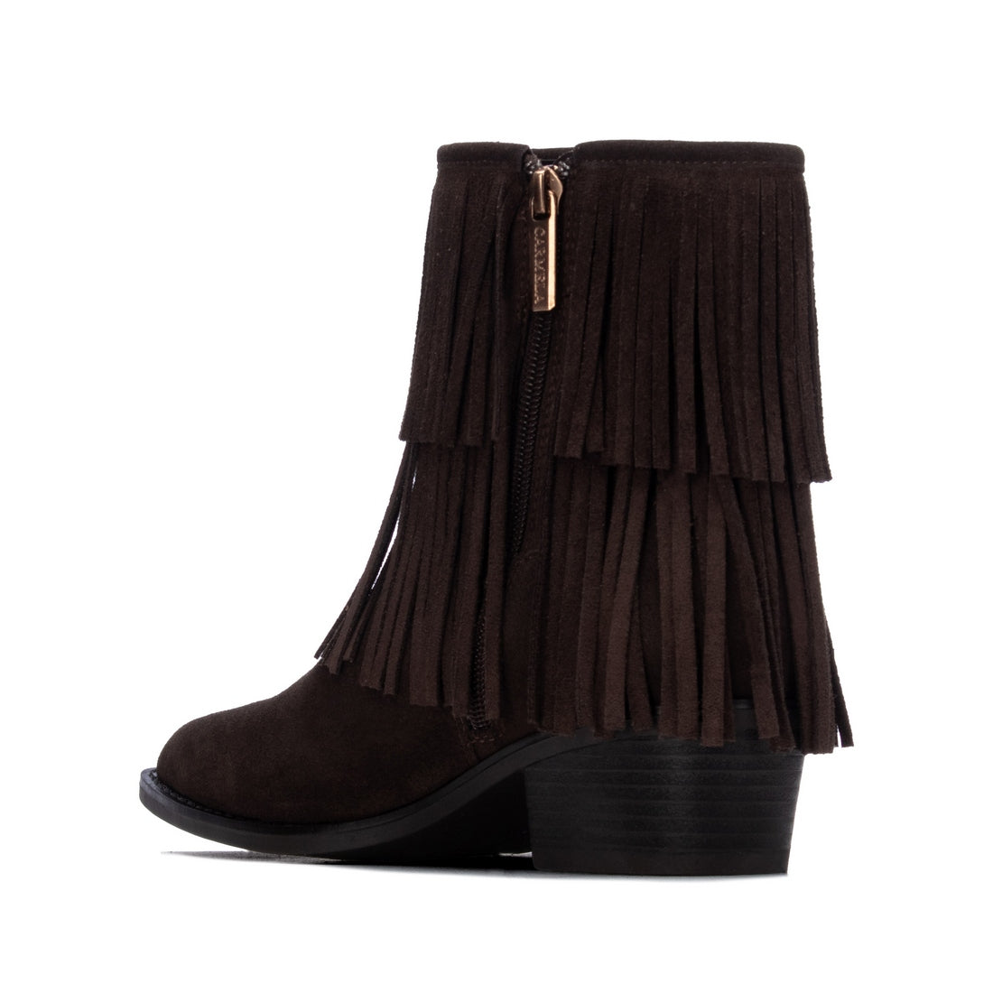 Carmela 16439502 bottine femme marron daim franges
