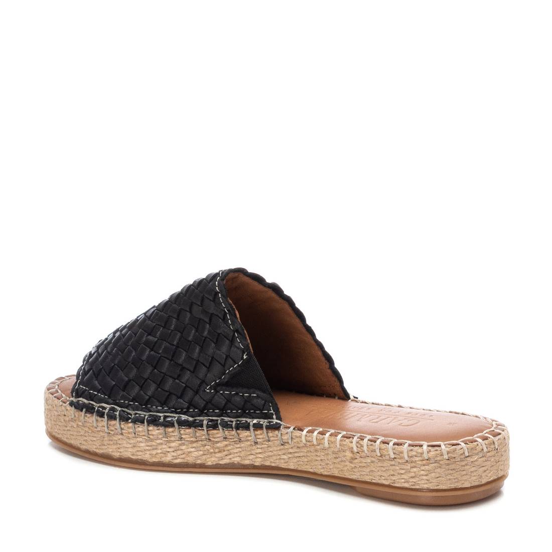 Carmela 16048705 sandale cuir noir tressée compensée