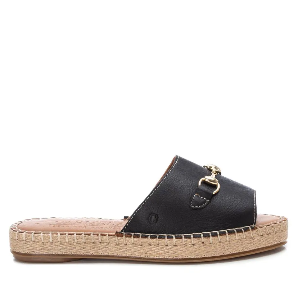 Carmela 16075503 sandale cuir noir talon plat
