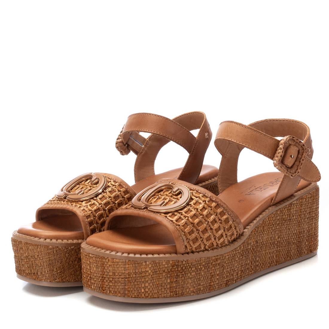 Carmela 16236001 sandales cuir camel compensées