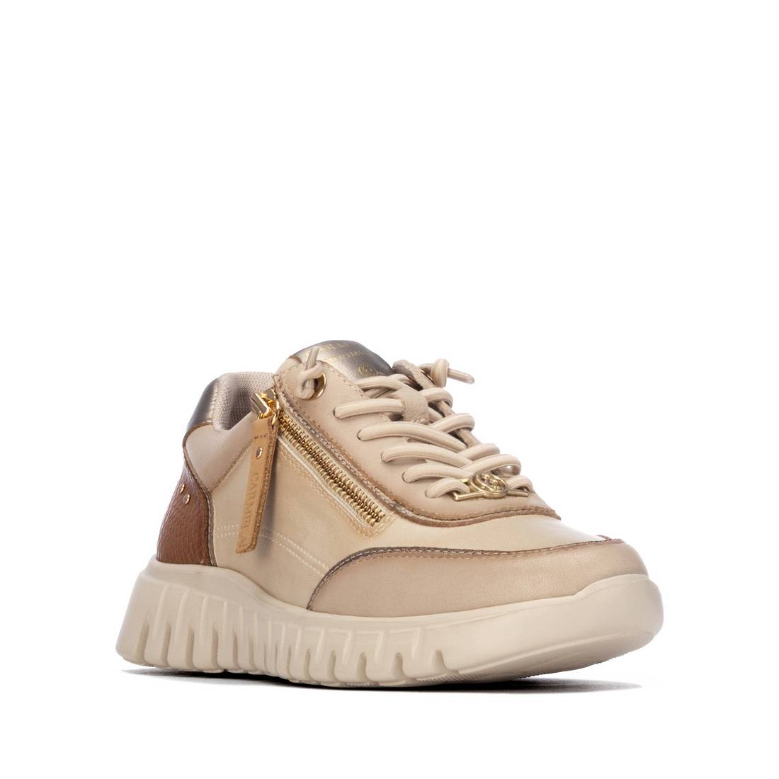 Carmela 16424401 basket cuir beige zip femme