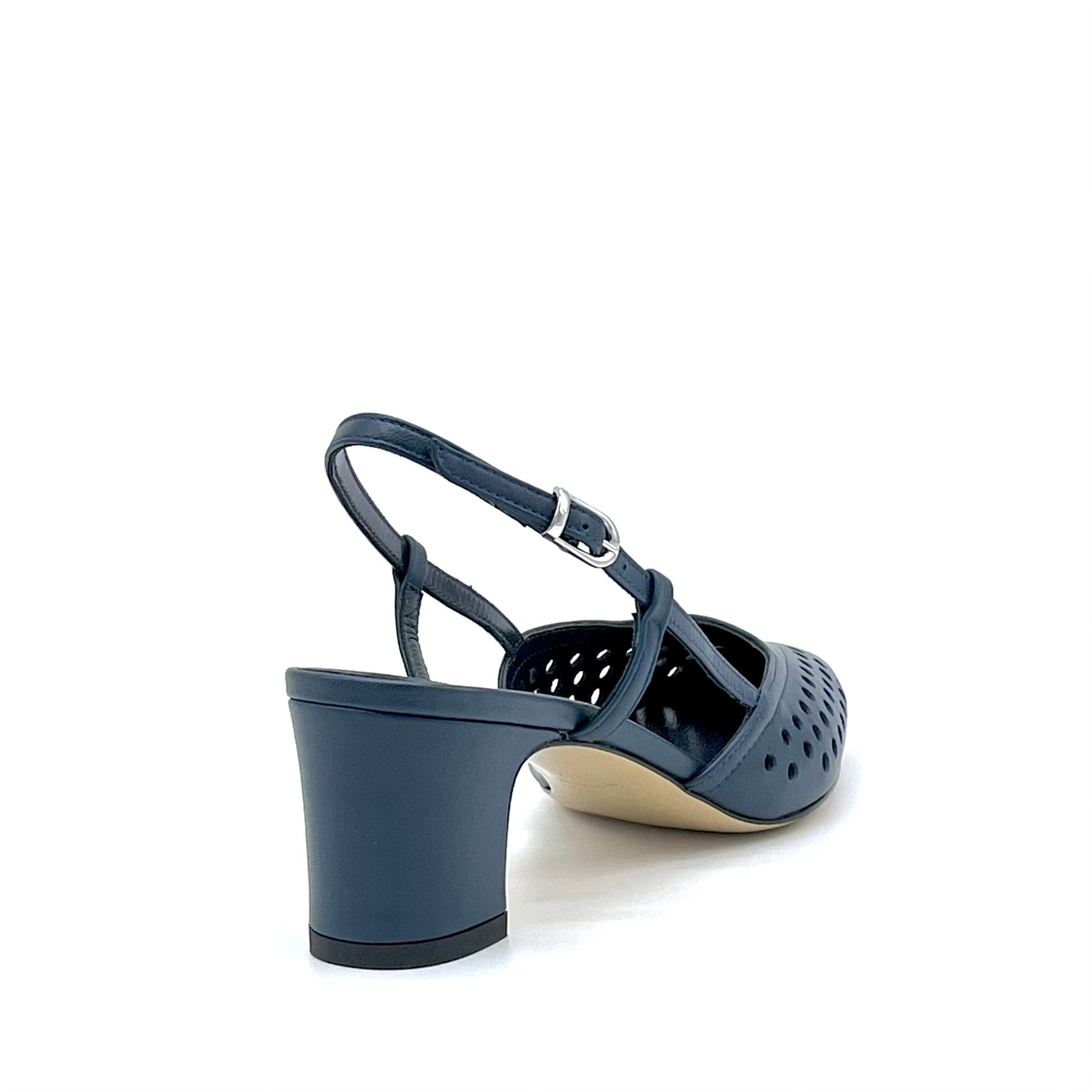 ELATA 16172 slingback cuir bleu talon 5,5 cm