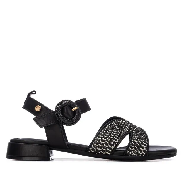 Carmela 16327304 sandale femme noire cuir plat