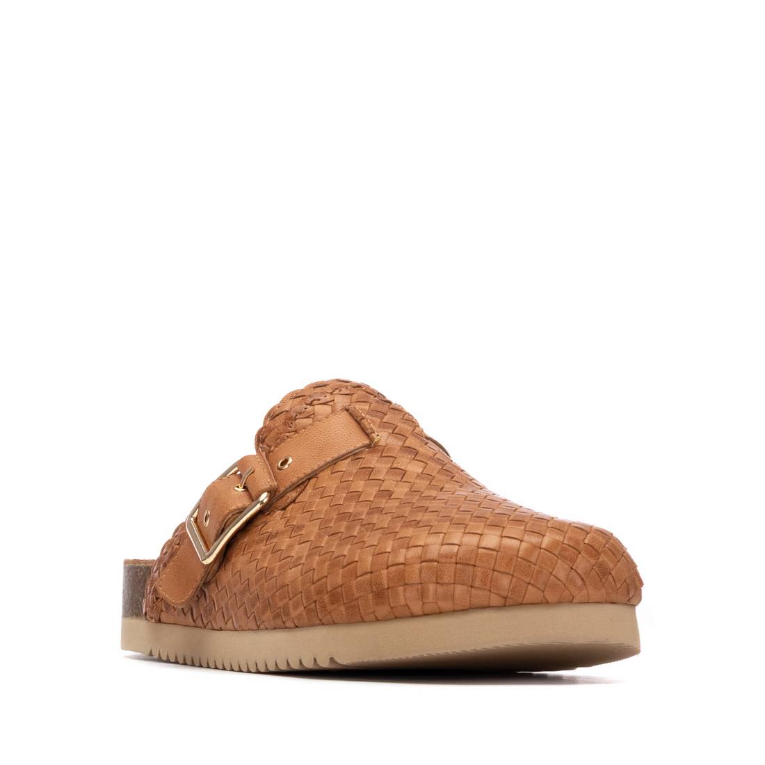 Carmela 16327103 sabot cuir camel tressé