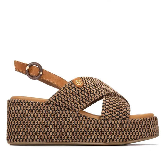 Carmela 16323402 sandales compensées camel raphia 8 cm
