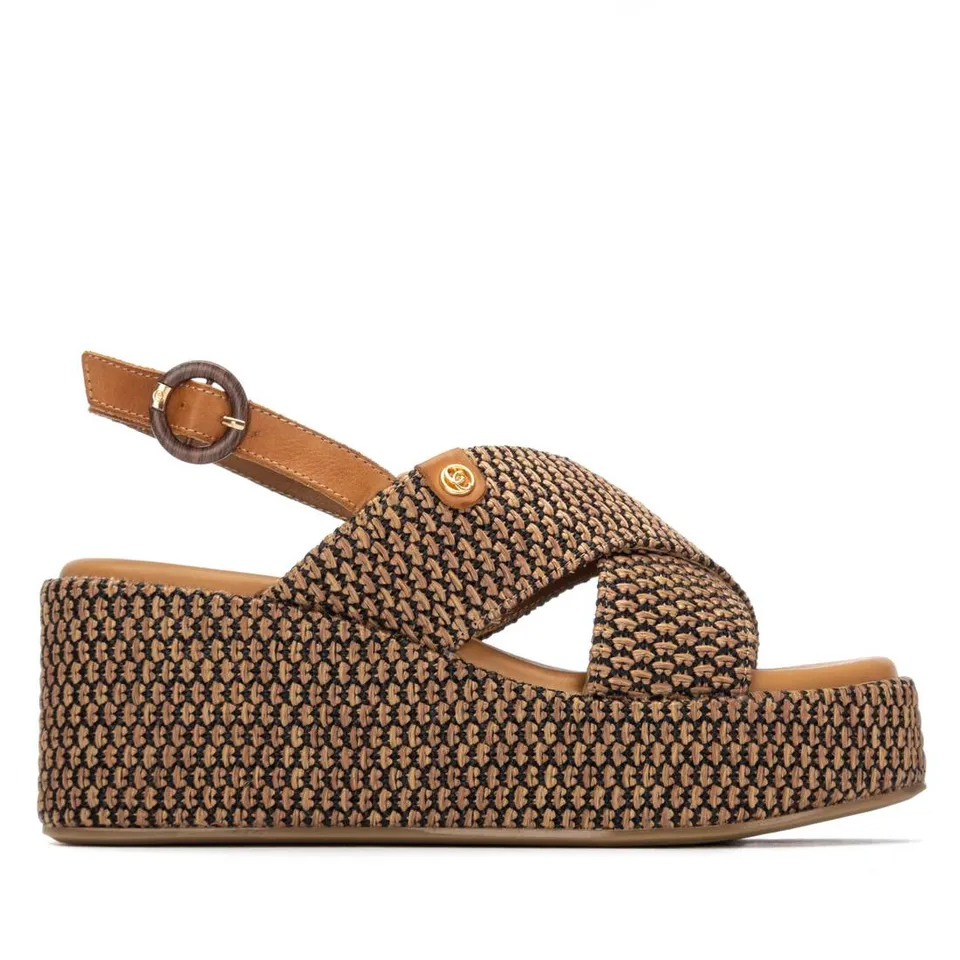Carmela 16323402 sandales compensées camel raphia 8 cm