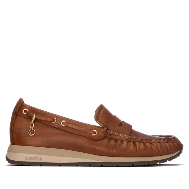Carmela 16423501 mocassin cuir camel plat