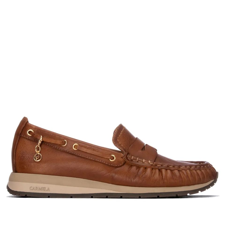Carmela 16423501 mocassin cuir camel plat