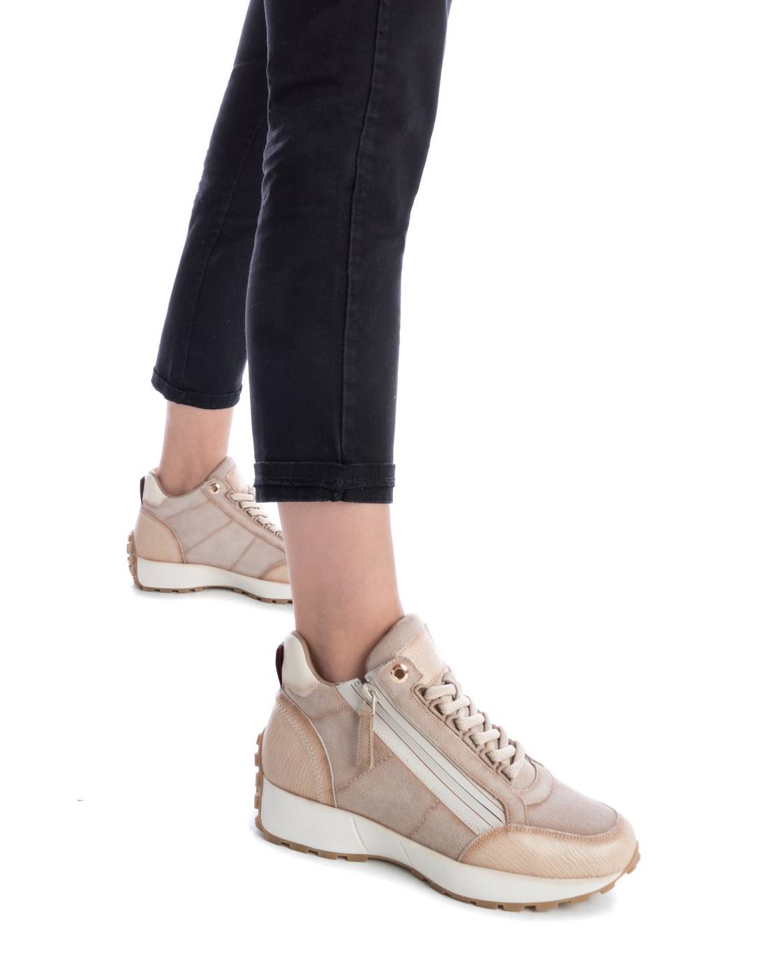 Carmela 16088102 basket cuir blanche zip lacets