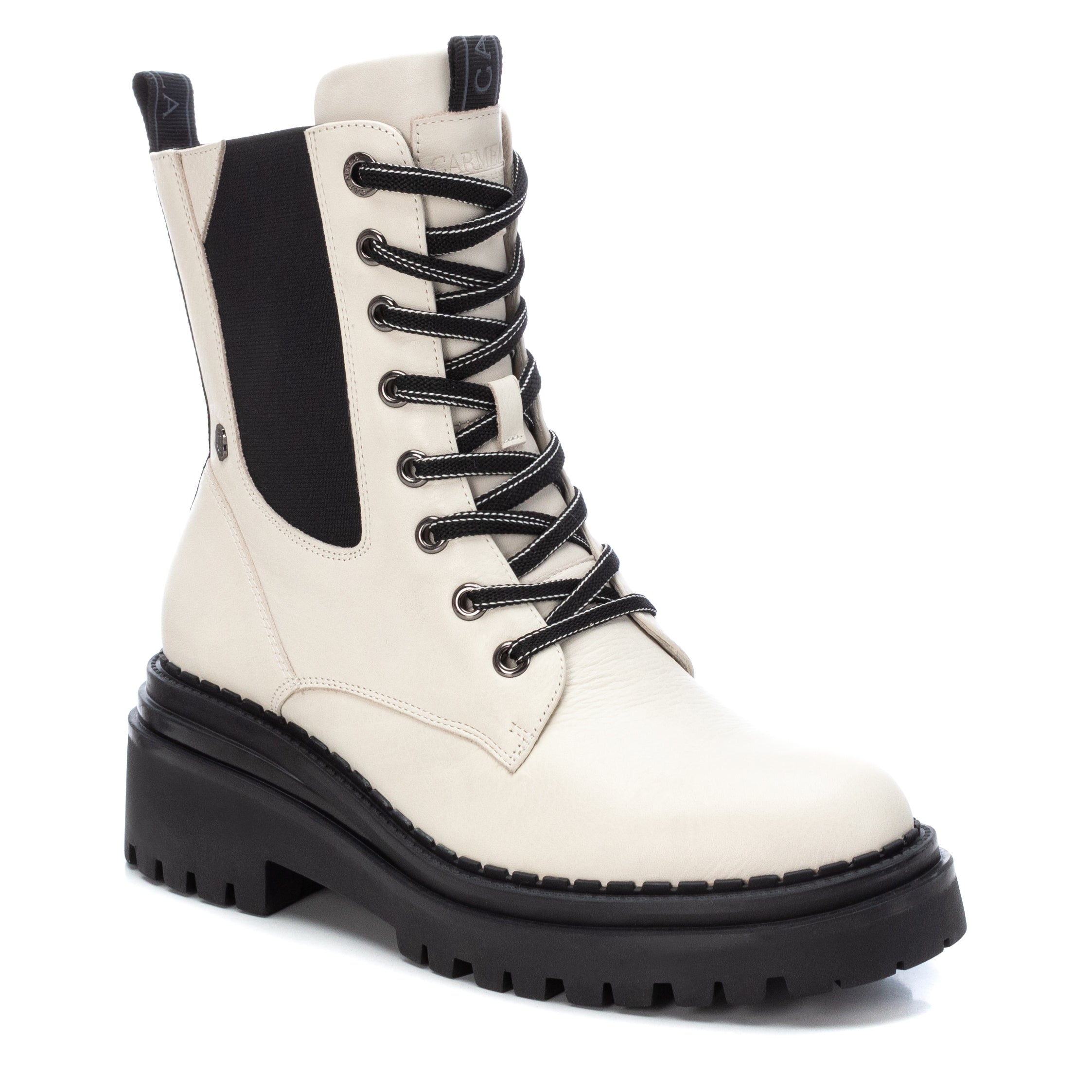 Carmela 16024302 bottine cuir blanc zip plat